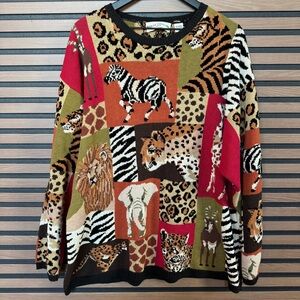 Rare Vintage Marisa Christina Safari Patchwork Sweater